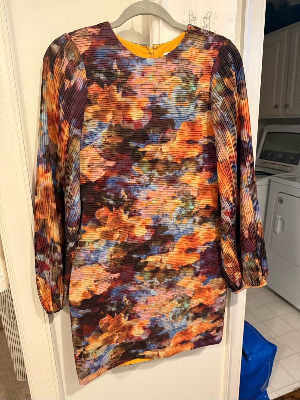 Gilner Farrar Women’s Abstract Floral Long-Sleeve Dress in Multicolor size small